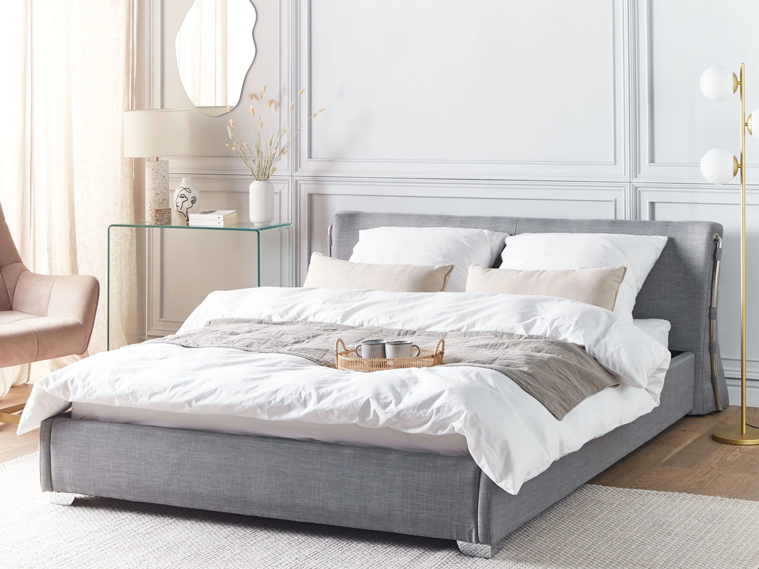 Waterbed Stof Grijs In Diverse Formaten PARIS - Afbeelding 2