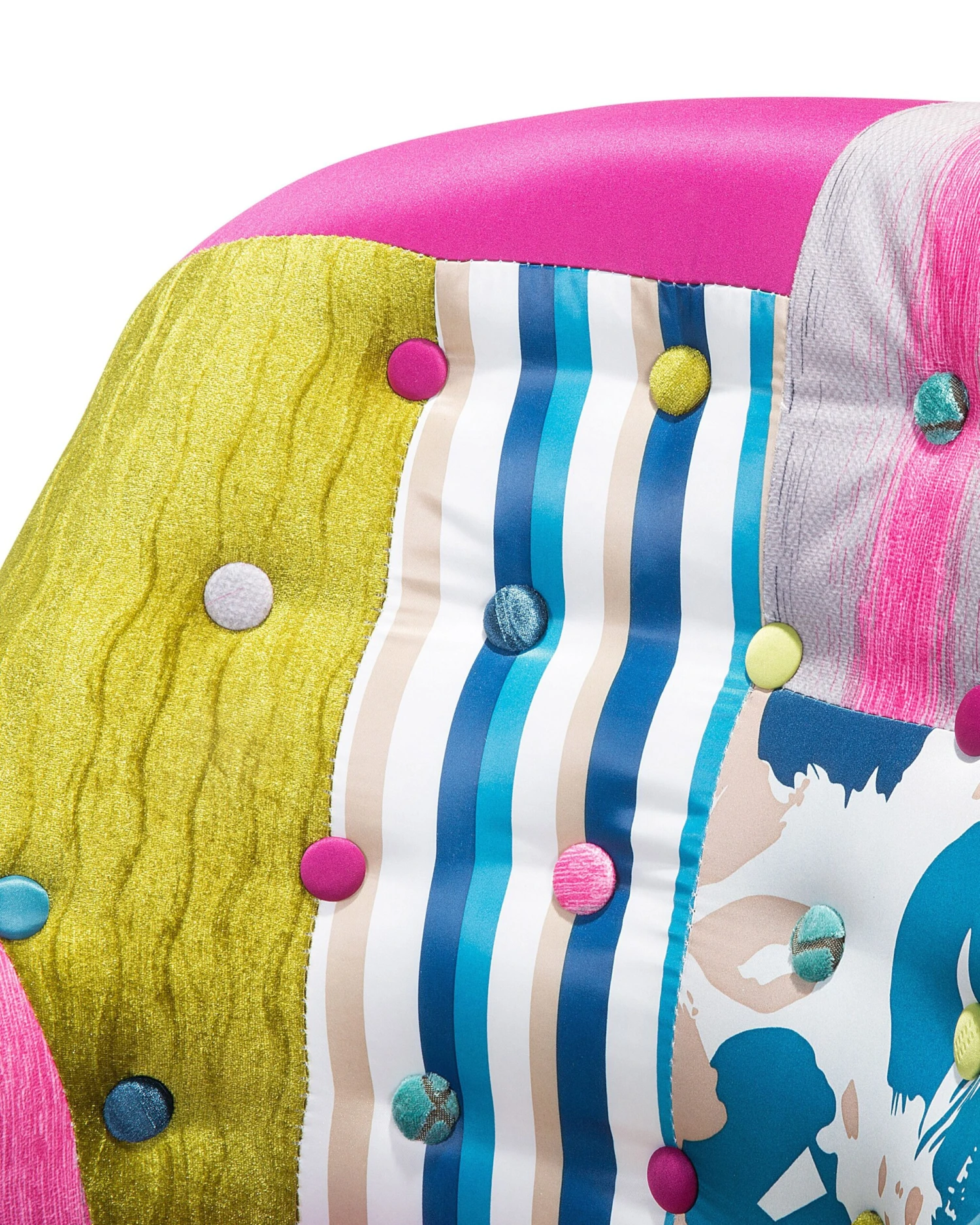 Fauteuil Stof Patchwork Blauw MANDAL - Afbeelding 8