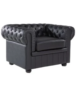 Fauteuil Leer Zwart CHESTERFIELD