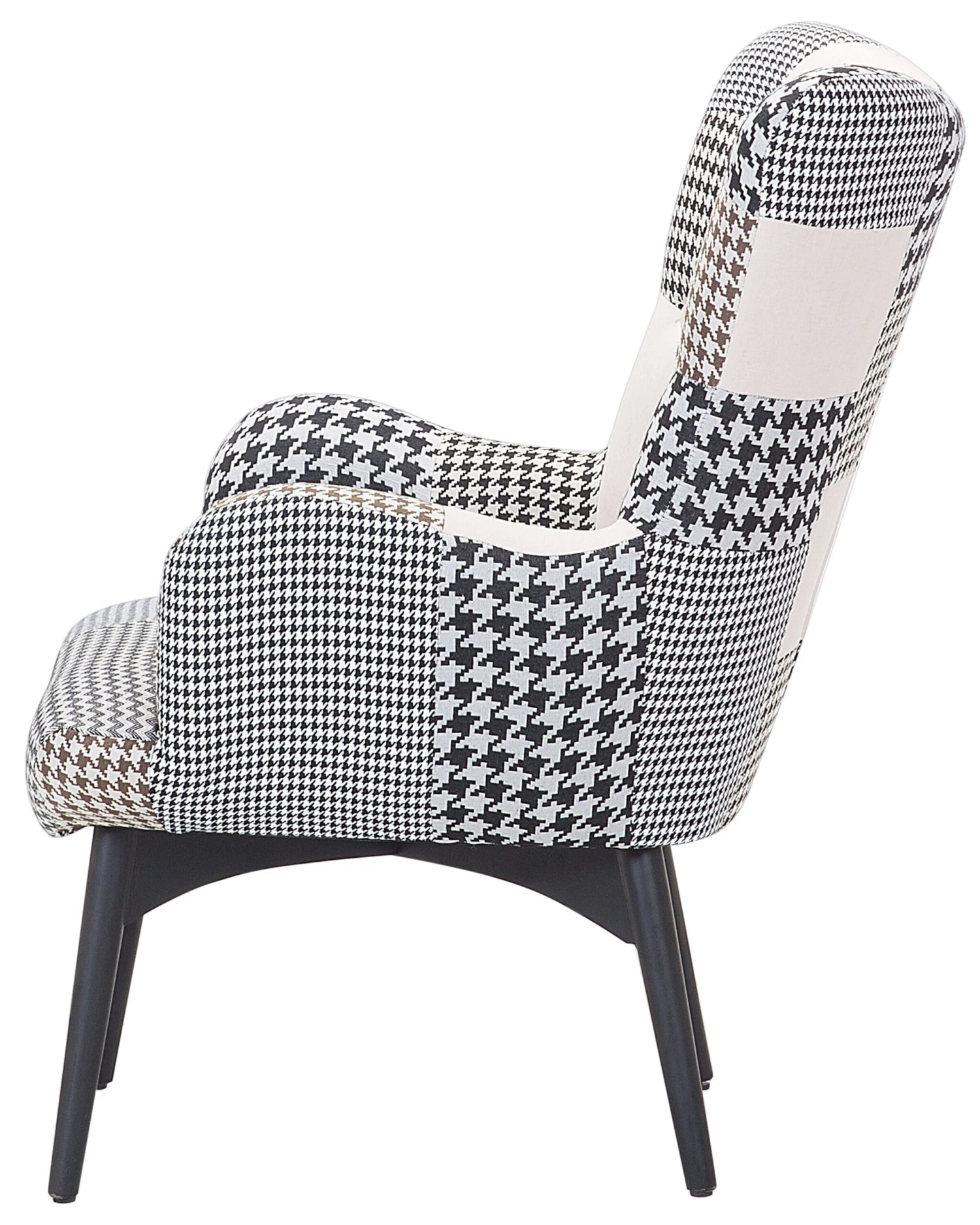 Fauteuil Met Hocker Stof Zwart/wit VEJLE - Afbeelding 4