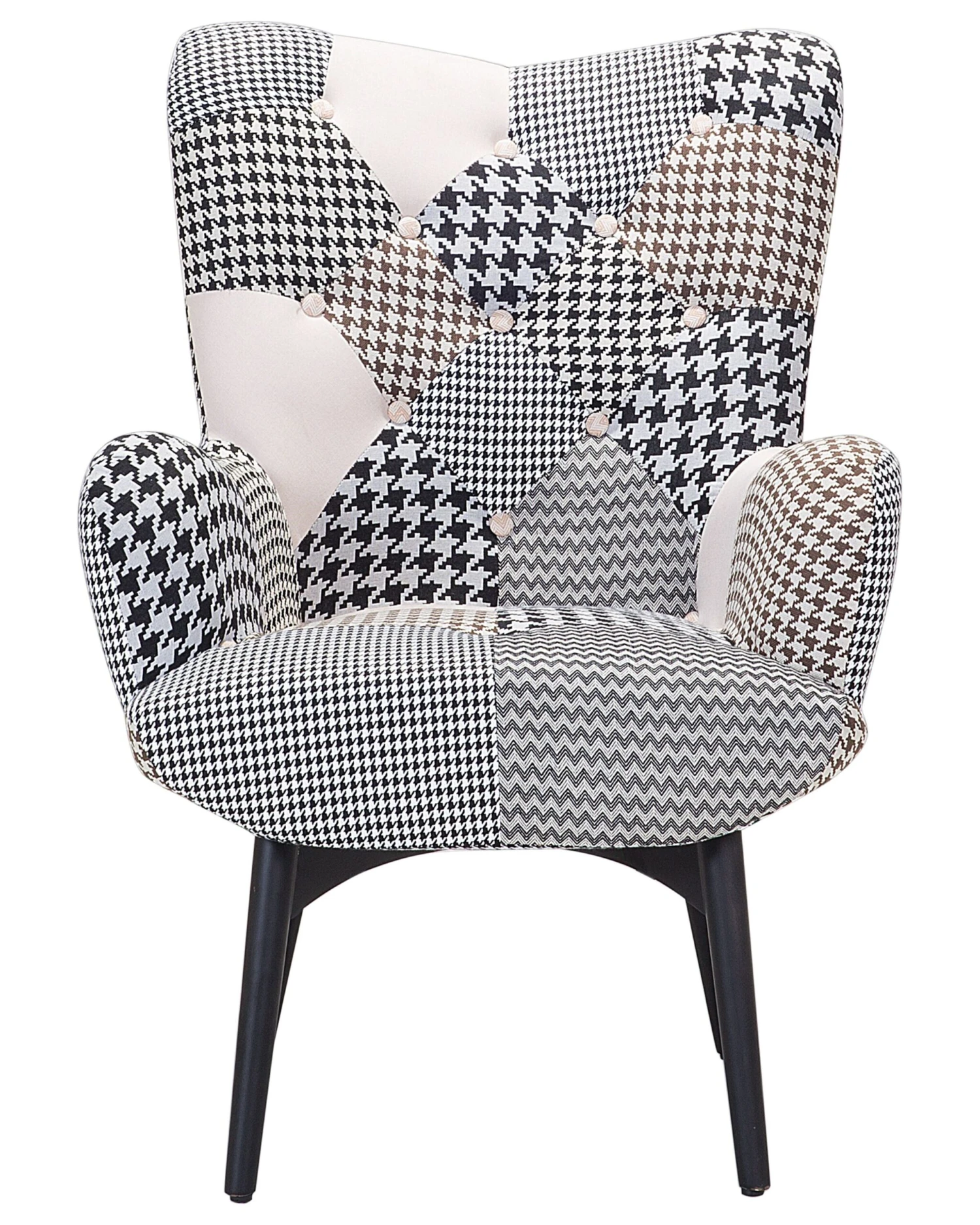 Fauteuil Met Hocker Stof Zwart/wit VEJLE - Afbeelding 3