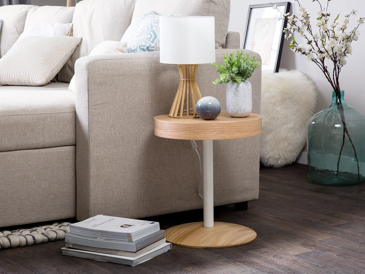 Tafellamp Hout Wit CARRION - Afbeelding 3