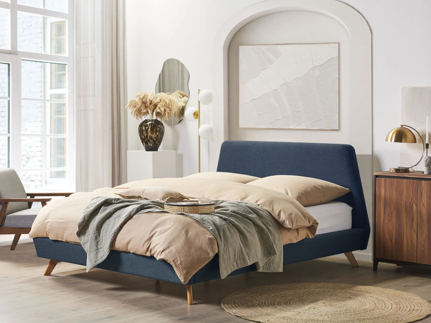 Bed Stof Donkerblauw In Diverse Formaten VIENNE - Afbeelding 2