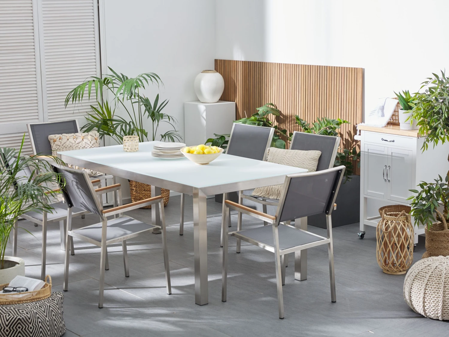 Tuinset 6-zits Glas Wit/grijs GROSSETO - Afbeelding 2