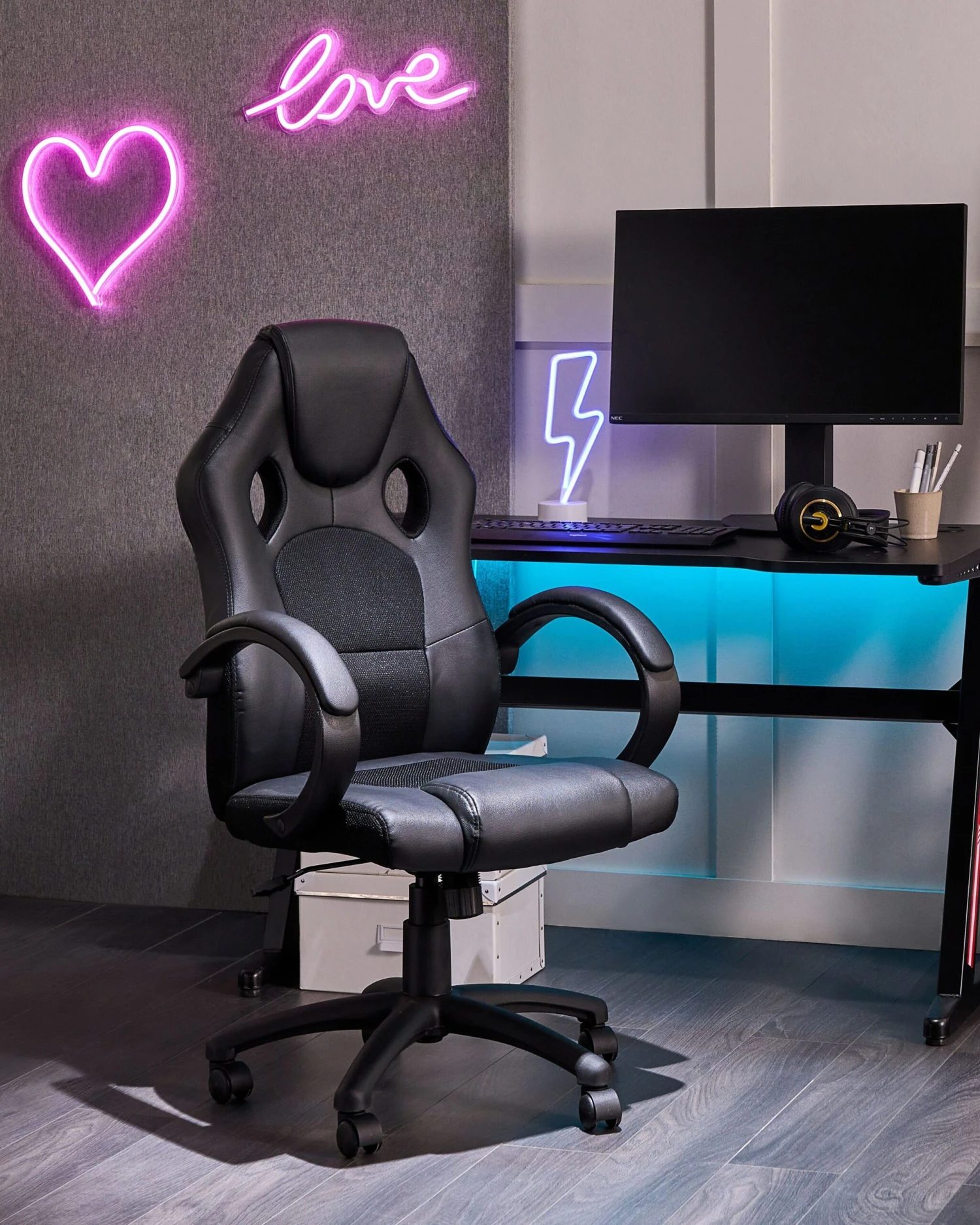 Bureaustoel Zwart FIGHTER - Afbeelding 2