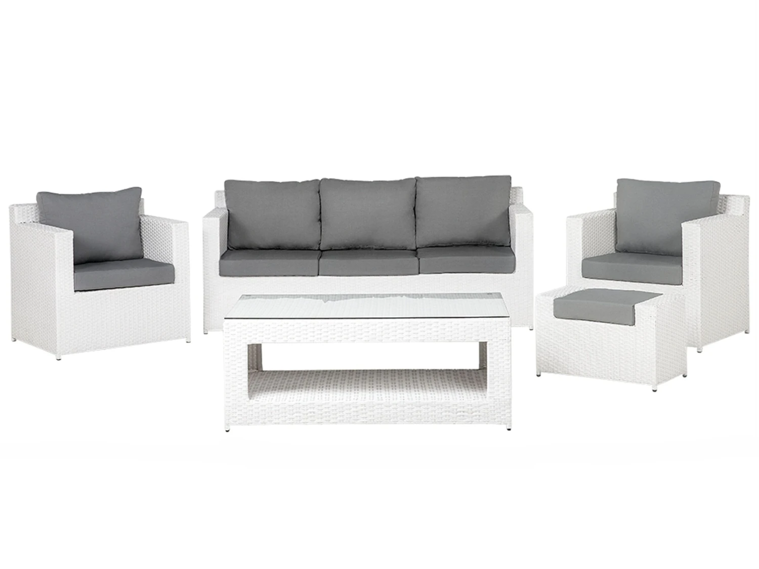 Loungeset 6-zits Rotan Wit ROMA