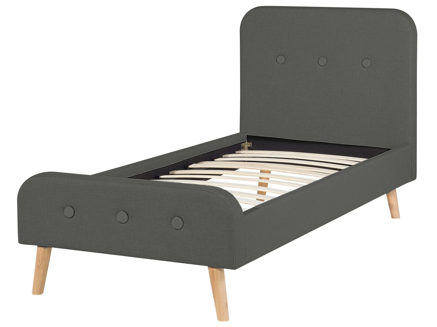 Bed Stof Donkergrijs 90 X 200 Cm RENNES - Afbeelding 3