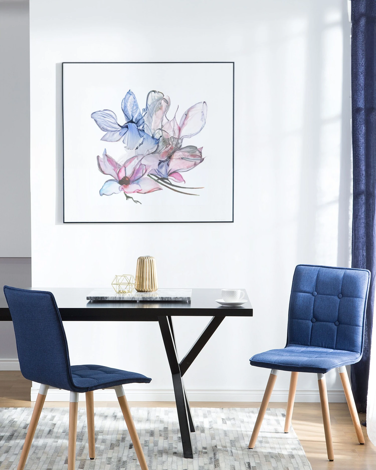 Eetkamerstoel Set Van 2 Stof Donkerblauw BROOKLYN - Afbeelding 2