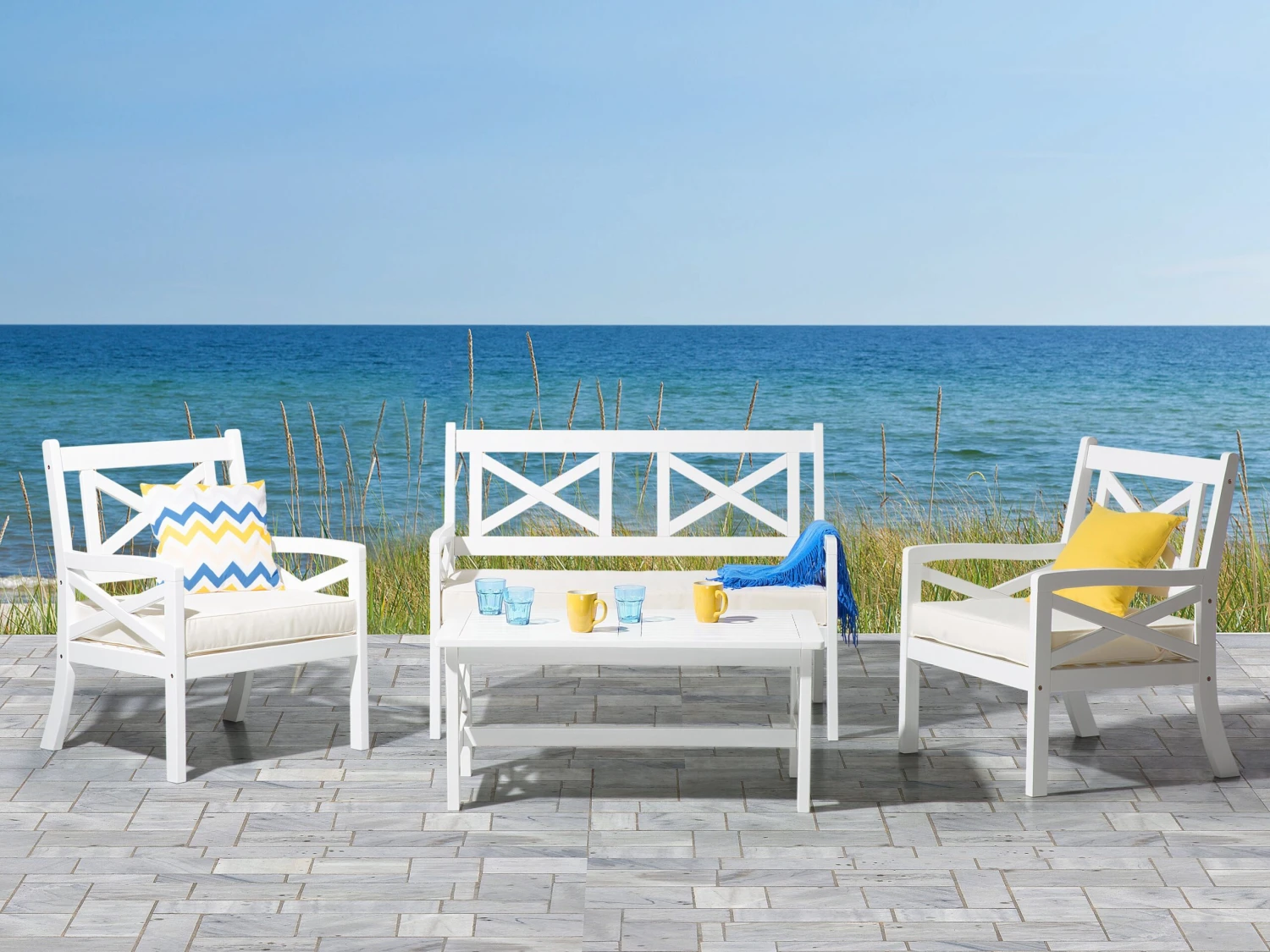 Tuintafel Hout Wit 100 X 55 Cm BALTIC - Afbeelding 2