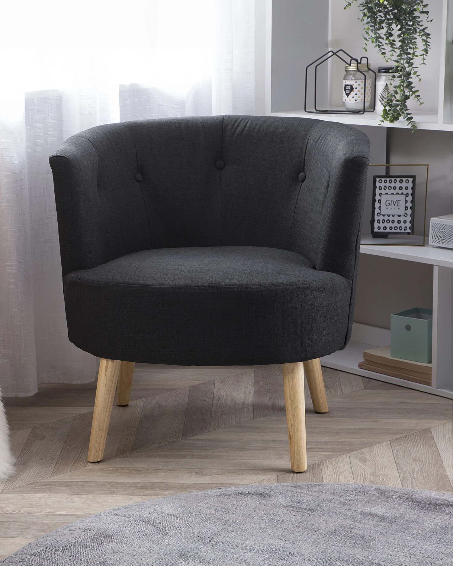 Fauteuil Stof Zwart ODENZEN - Afbeelding 2