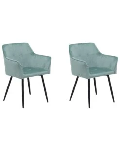 Eetkamerstoel Set Van 2 Fluweel Mintgroen JASMIN