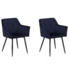 Eetkamerstoel Set Van 2 Fluweel Donkerblauw JASMIN