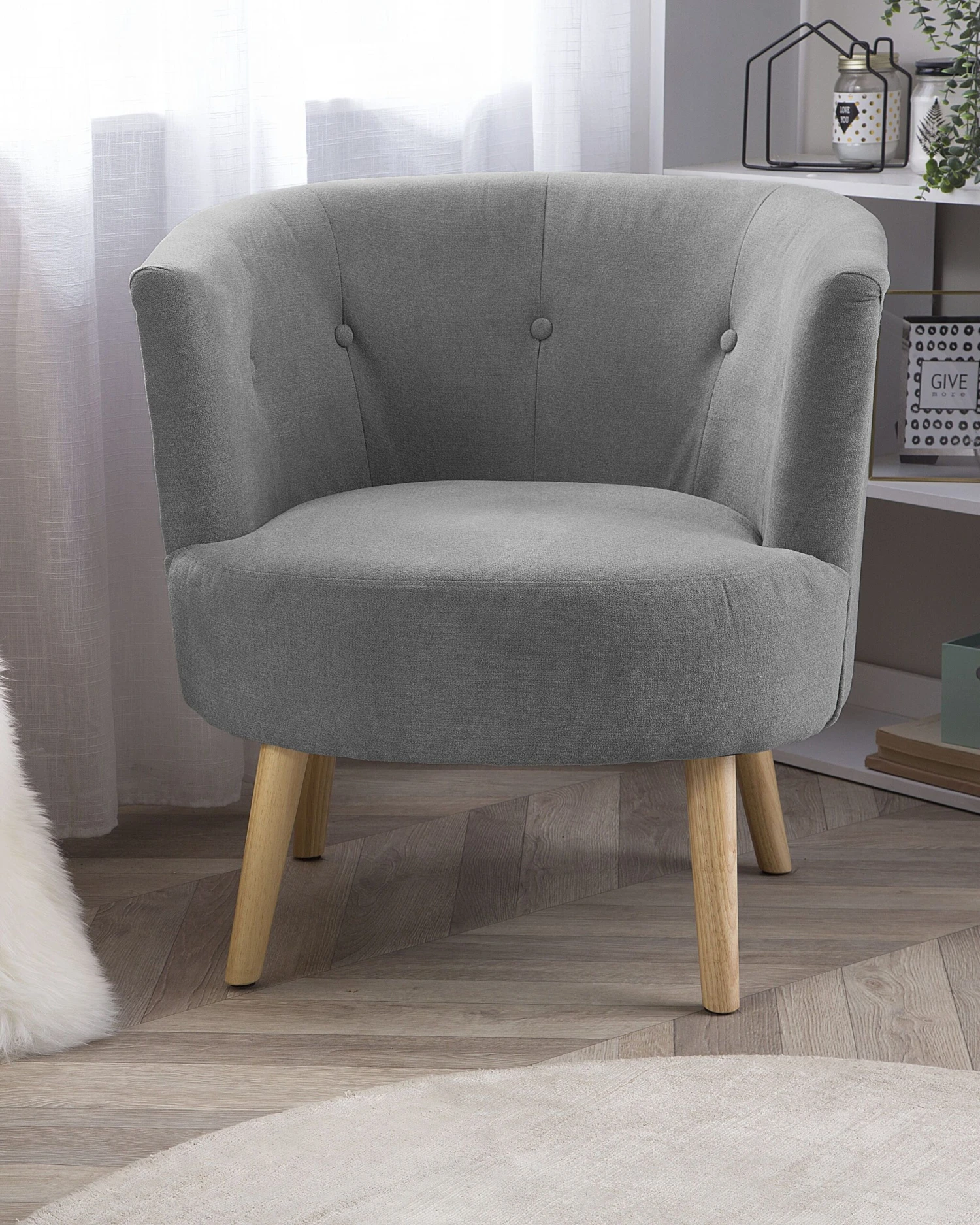 Fauteuil Stof Lichtgrijs ODENZEN - Afbeelding 2