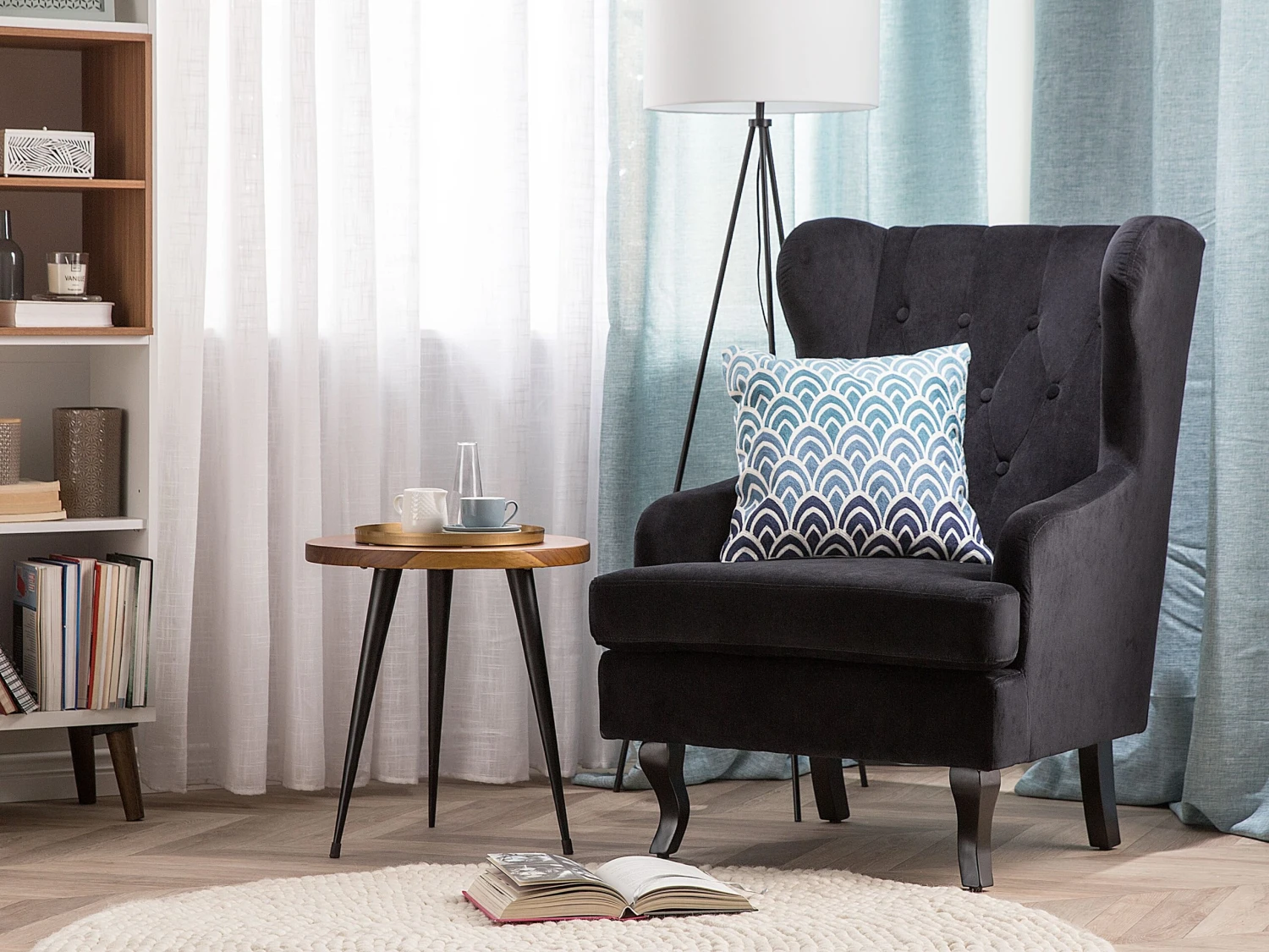 Fauteuil Fluweel Zwart ALTA - Afbeelding 2