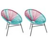 Stoel Set Van 2 Rotan Roze/turquoise ACAPULCO