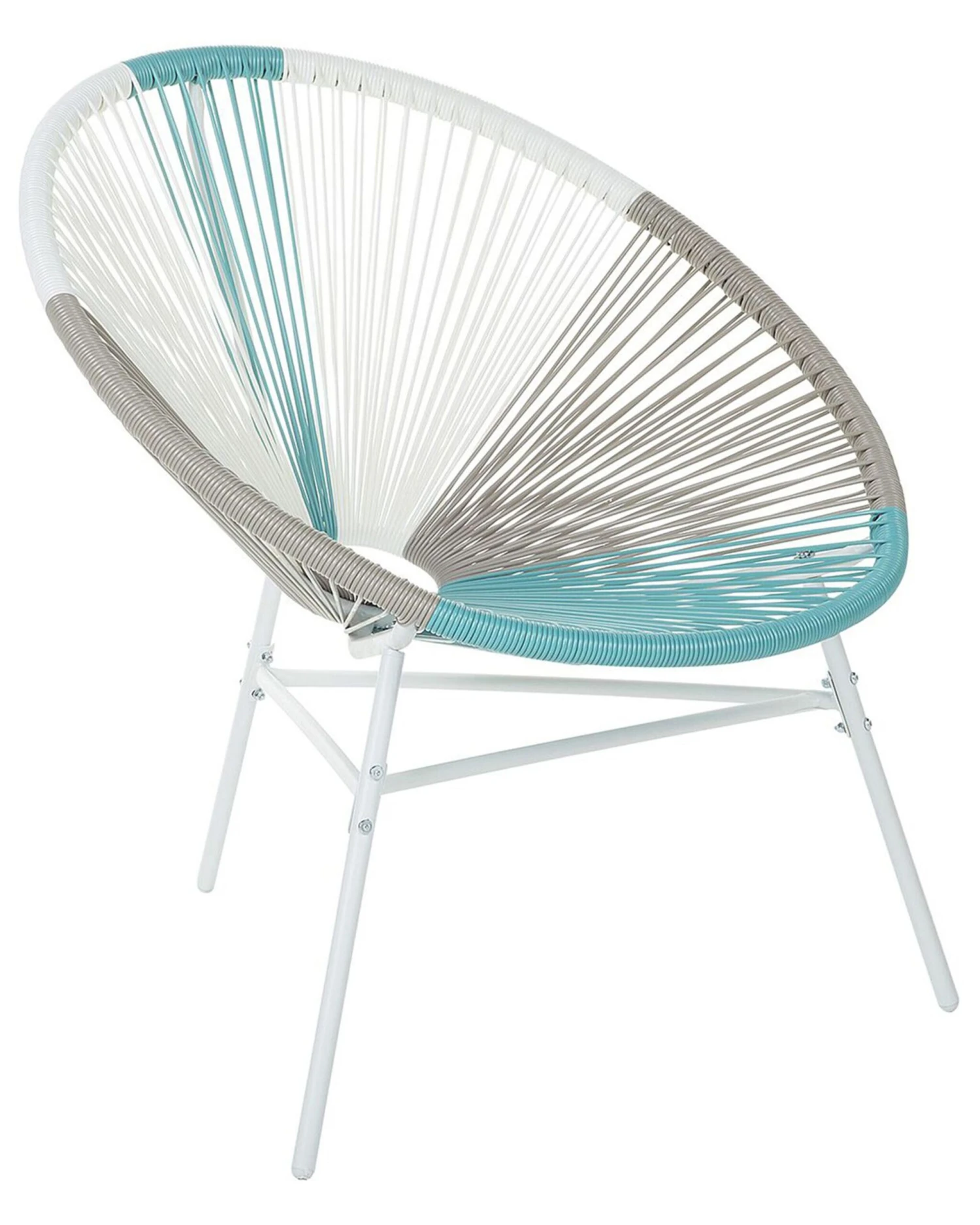 Stoel Rotan Wit/beige/turquoise ACAPULCO