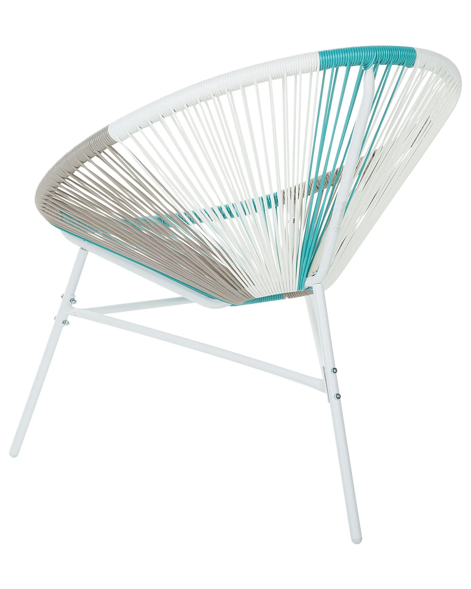 Stoel Rotan Wit/beige/turquoise ACAPULCO - Afbeelding 6