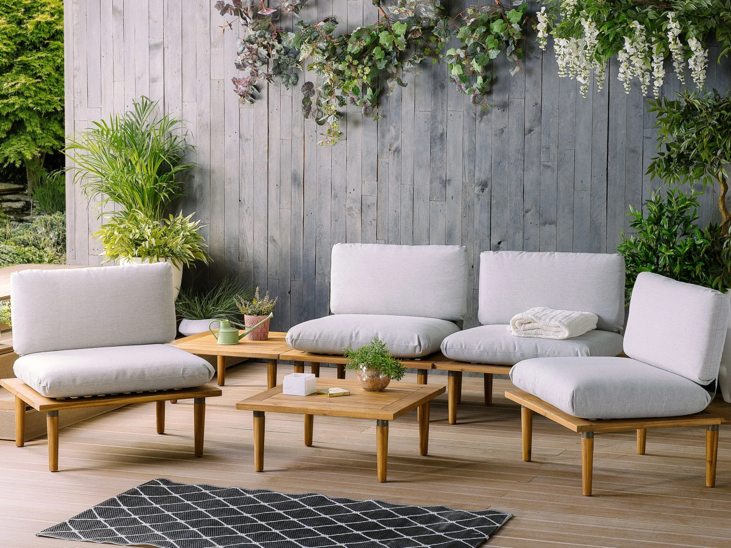 Loungeset 4-zits Acaciahout Lichtgrijs FRASCATI - Afbeelding 2