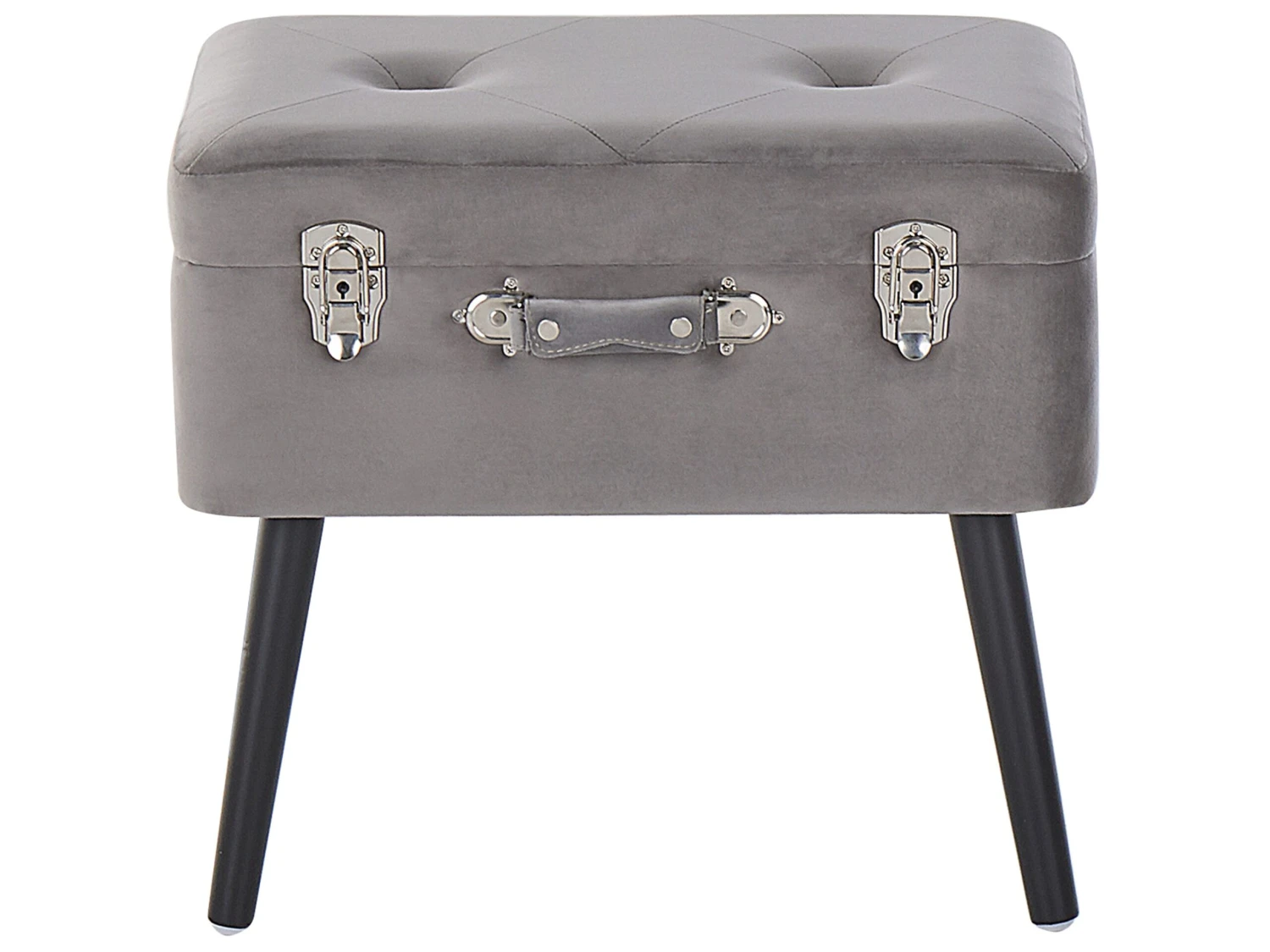 Hocker Fluweel Grijs MALLARD - Afbeelding 3