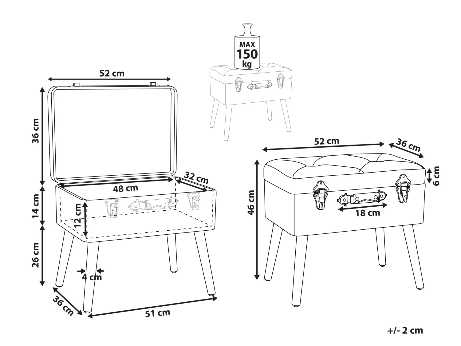 Hocker Fluweel Grijs MALLARD - Afbeelding 9