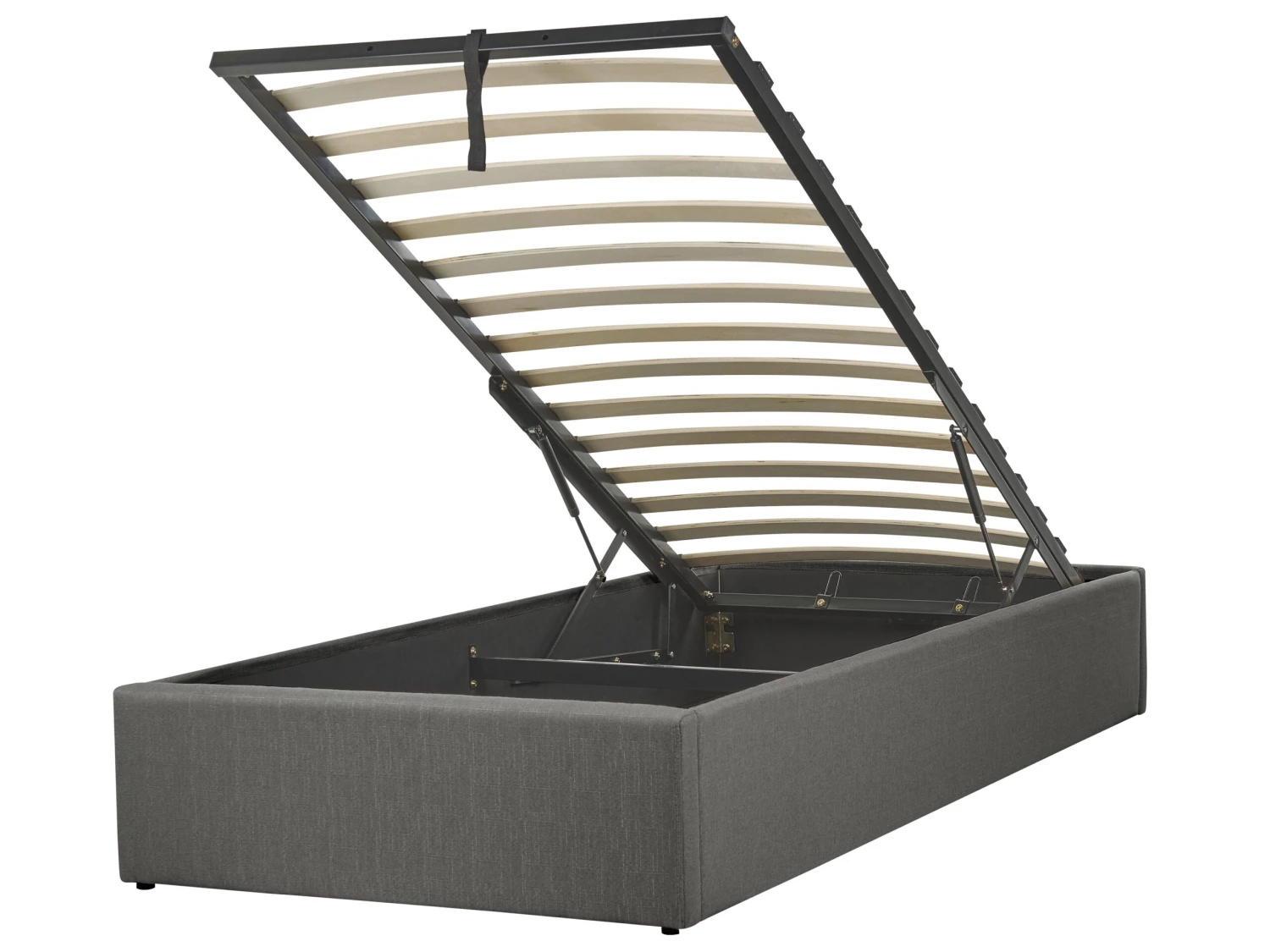 Bed Met Opbergruimte Stof Grijs 90 X 200 Cm DINAN