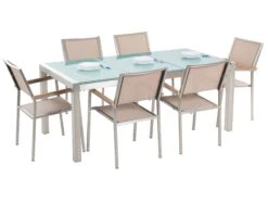 Tuinset 6-zits Driedelig Glas Beige GROSSETO