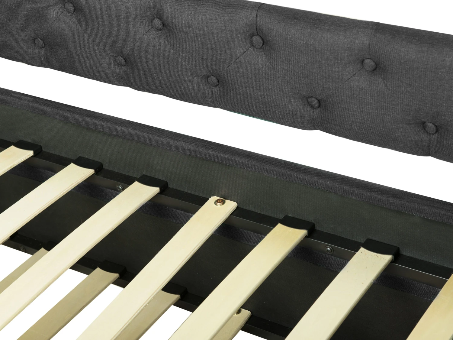 Bedbank Stof Donkergrijs 90 X 200 Cm LIBOURNE - Afbeelding 9