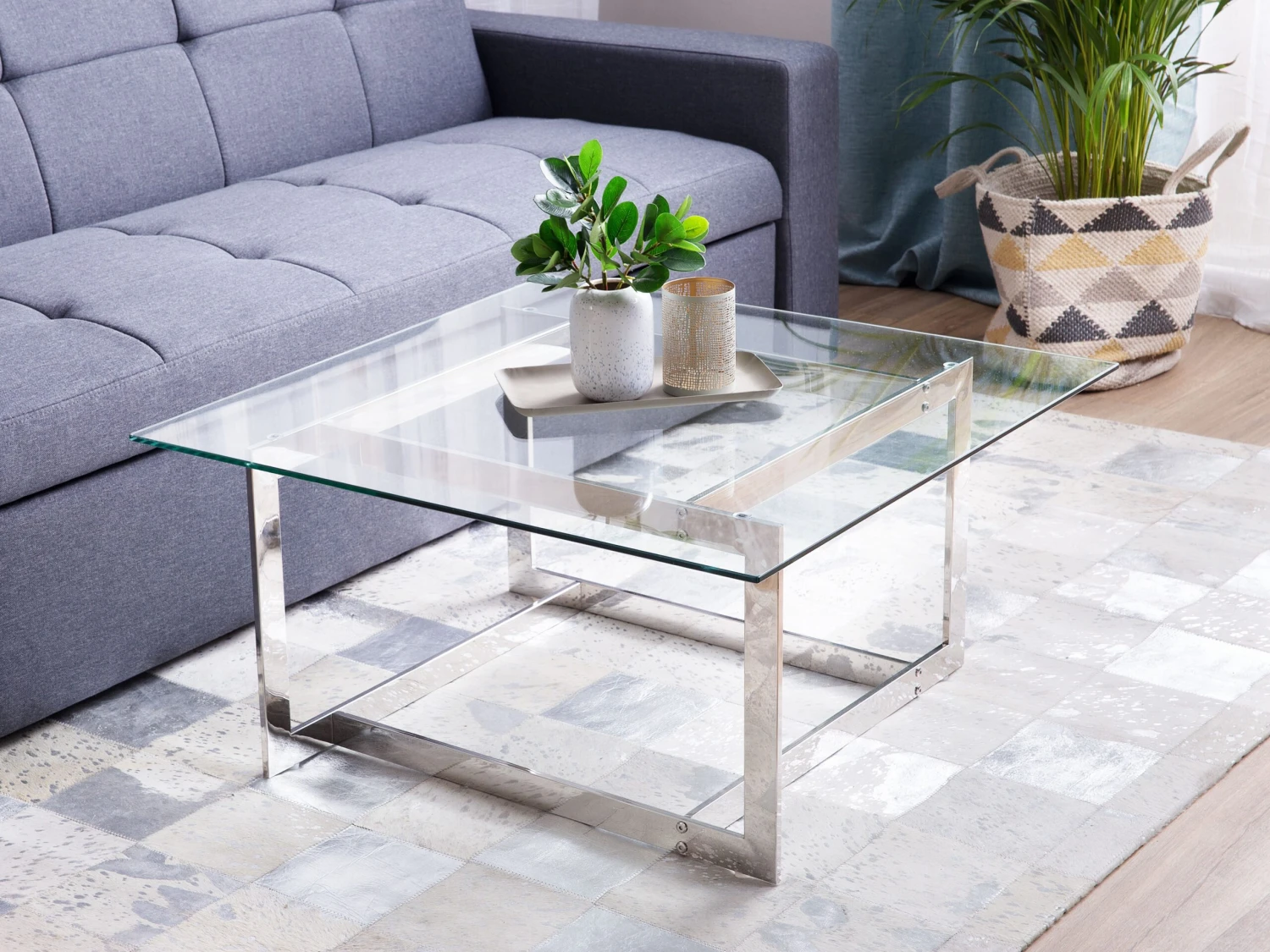 Salontafel Glas/zilver CRYSTAL - Afbeelding 2