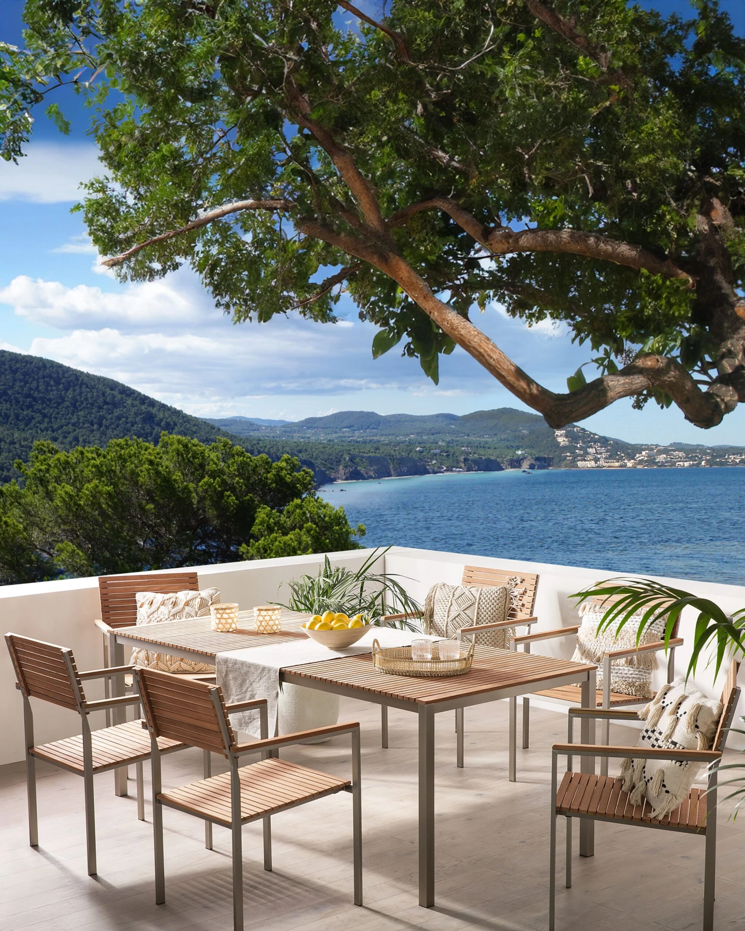 Tuinstoel Set Van 6 RVS/hout Bruin/grijs VIAREGGIO - Afbeelding 2