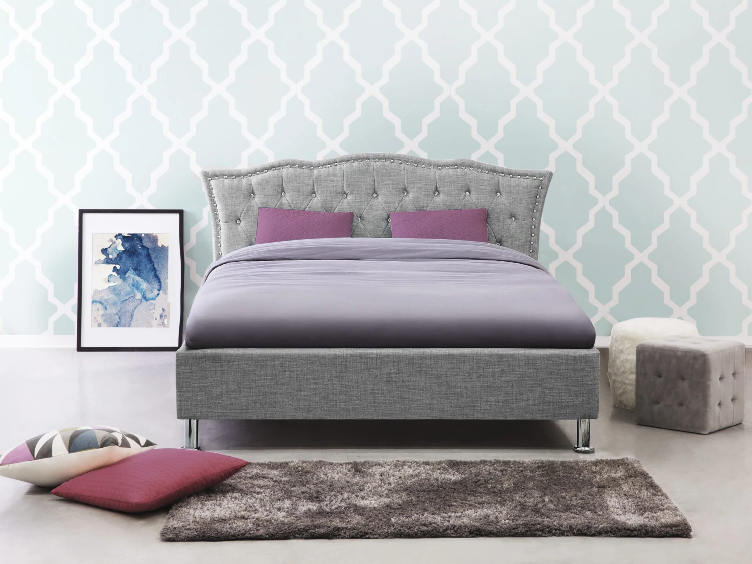 Bed Stof Grijs In Diverse Formaten METZ - Afbeelding 2