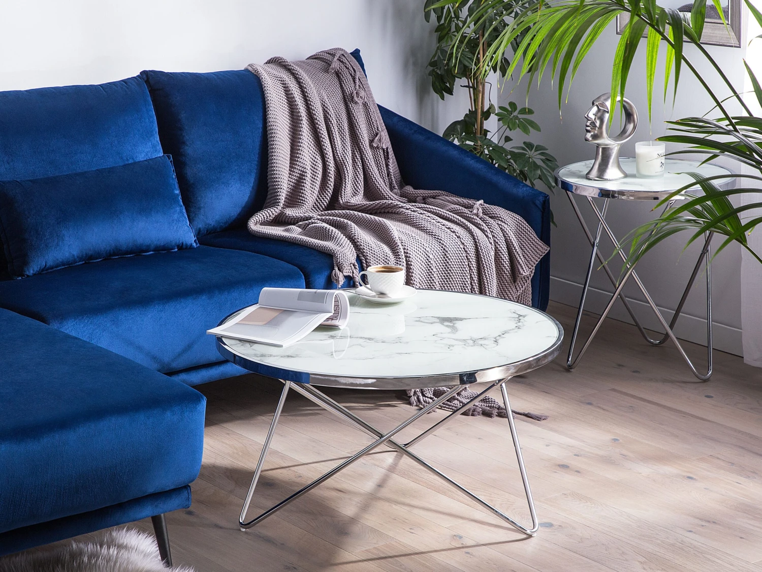 Salontafel Marmerlook Wit/zilver MERIDIAN II - Afbeelding 2