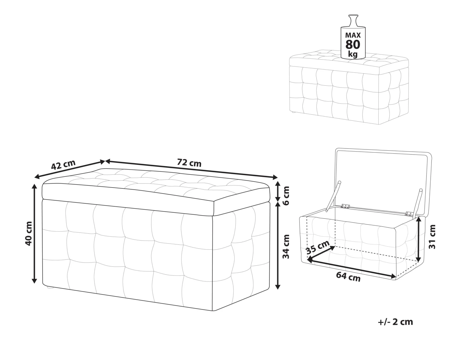 Hocker Fluweel Donkergroen MICHIGAN - Afbeelding 10