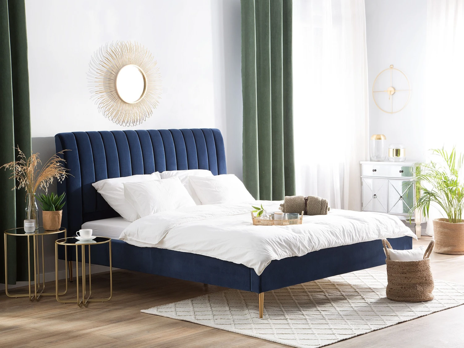 Bed Fluweel Marineblauw In Diverse Formaten MARVILLE - Afbeelding 2