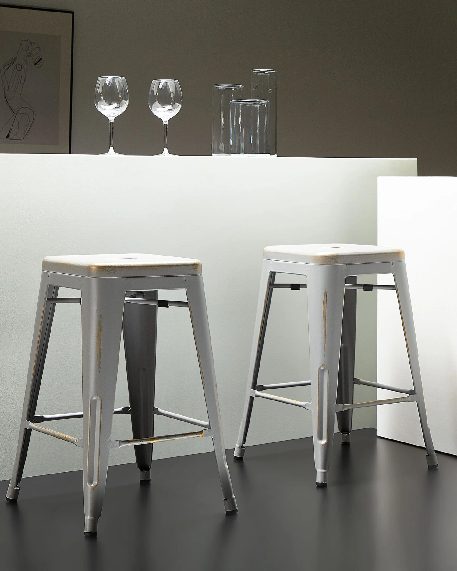 Barkruk Set Van 2 Metaal Zilver/goud CABRILLO M - Afbeelding 2