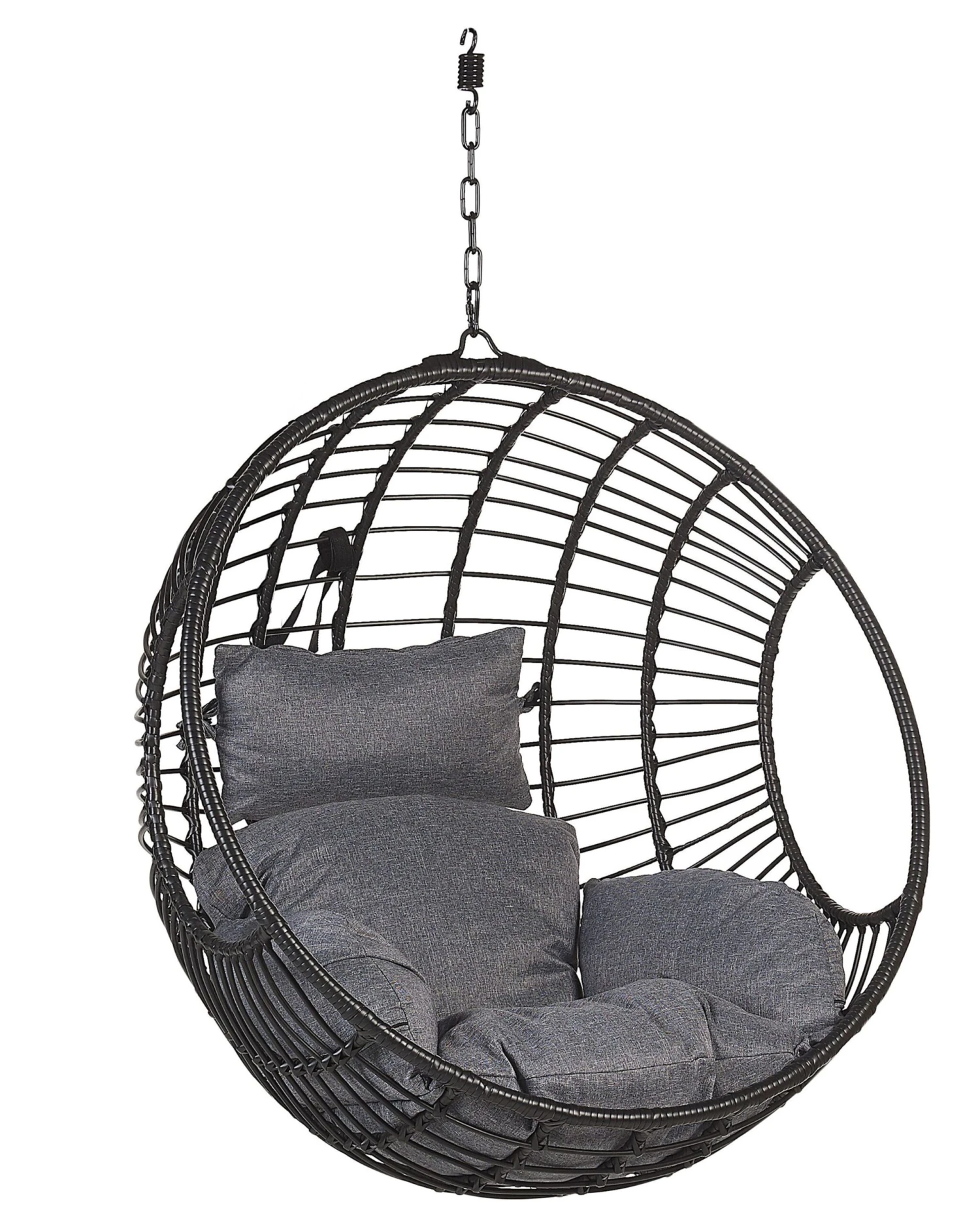 Hangstoel Met Standaard Rotan Zwart ASPIO - Afbeelding 8