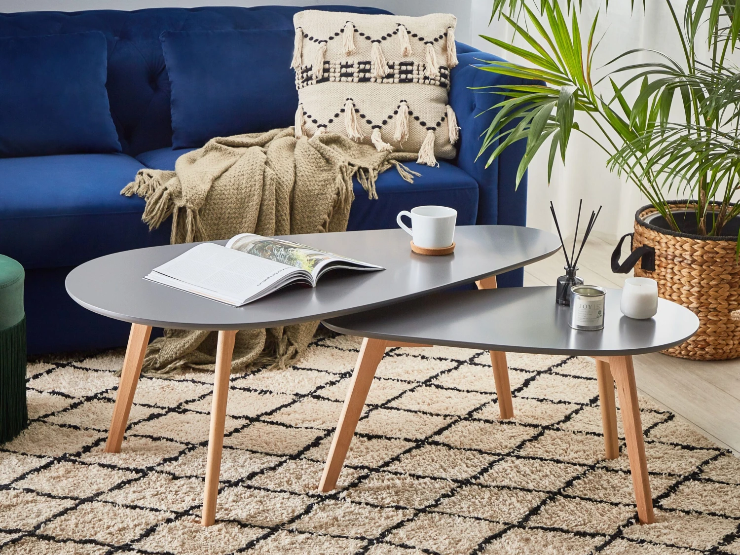 Salontafel Set Van 2 Grijs/lichtbruin FLY III - Afbeelding 2