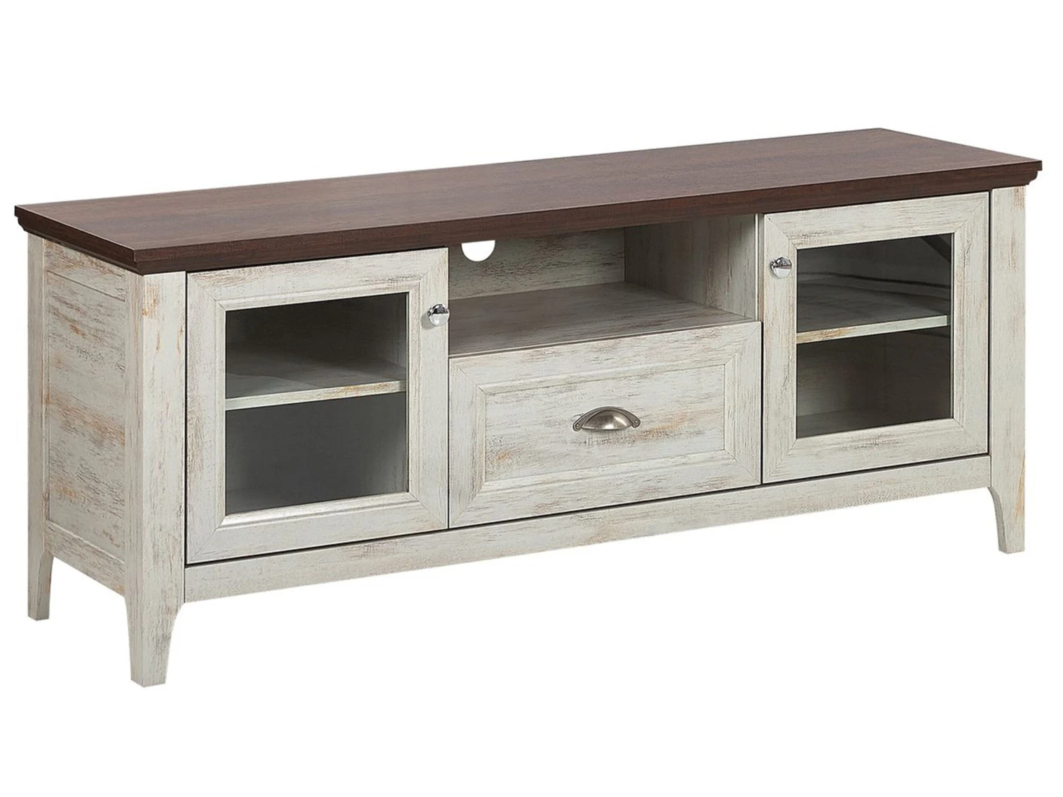 TV-meubel Crèmewit/donkere Houtkleur MEDAN