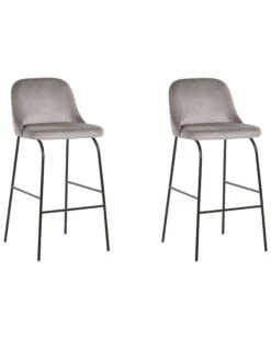 Barkruk Set Van 2 Fluweel Grijs NEKOMA