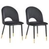 Eetkamerstoel Set Van 2 Fluweel Zwart MAGALIA