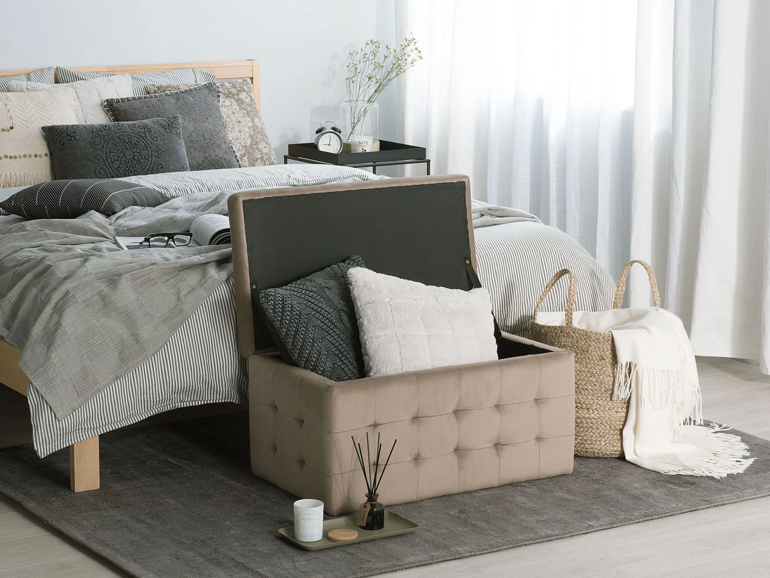 Hocker Fluweel Lichtbruin MICHIGAN - Afbeelding 6