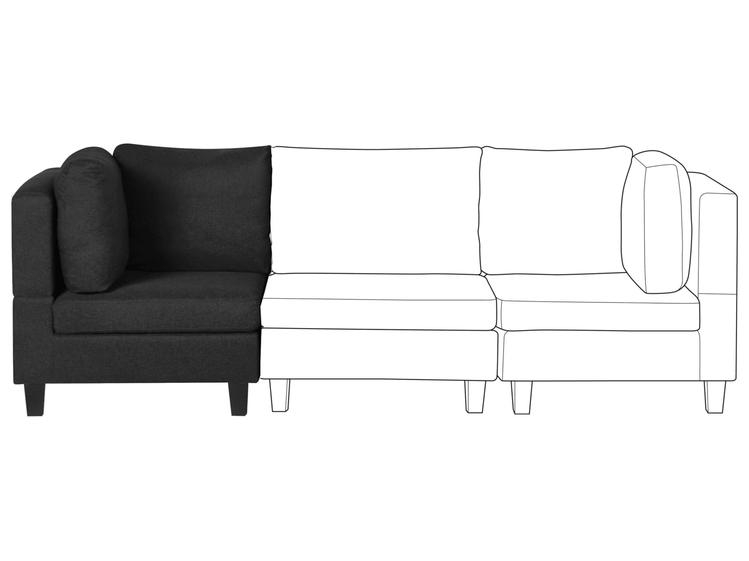 Hoekmodule Stof Zwart FEVIK - Afbeelding 2