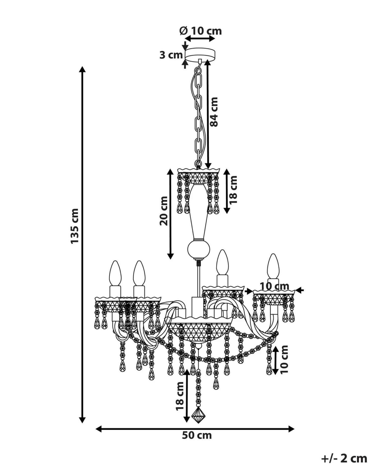 Kroonluchter Zwart KALANG - Afbeelding 10