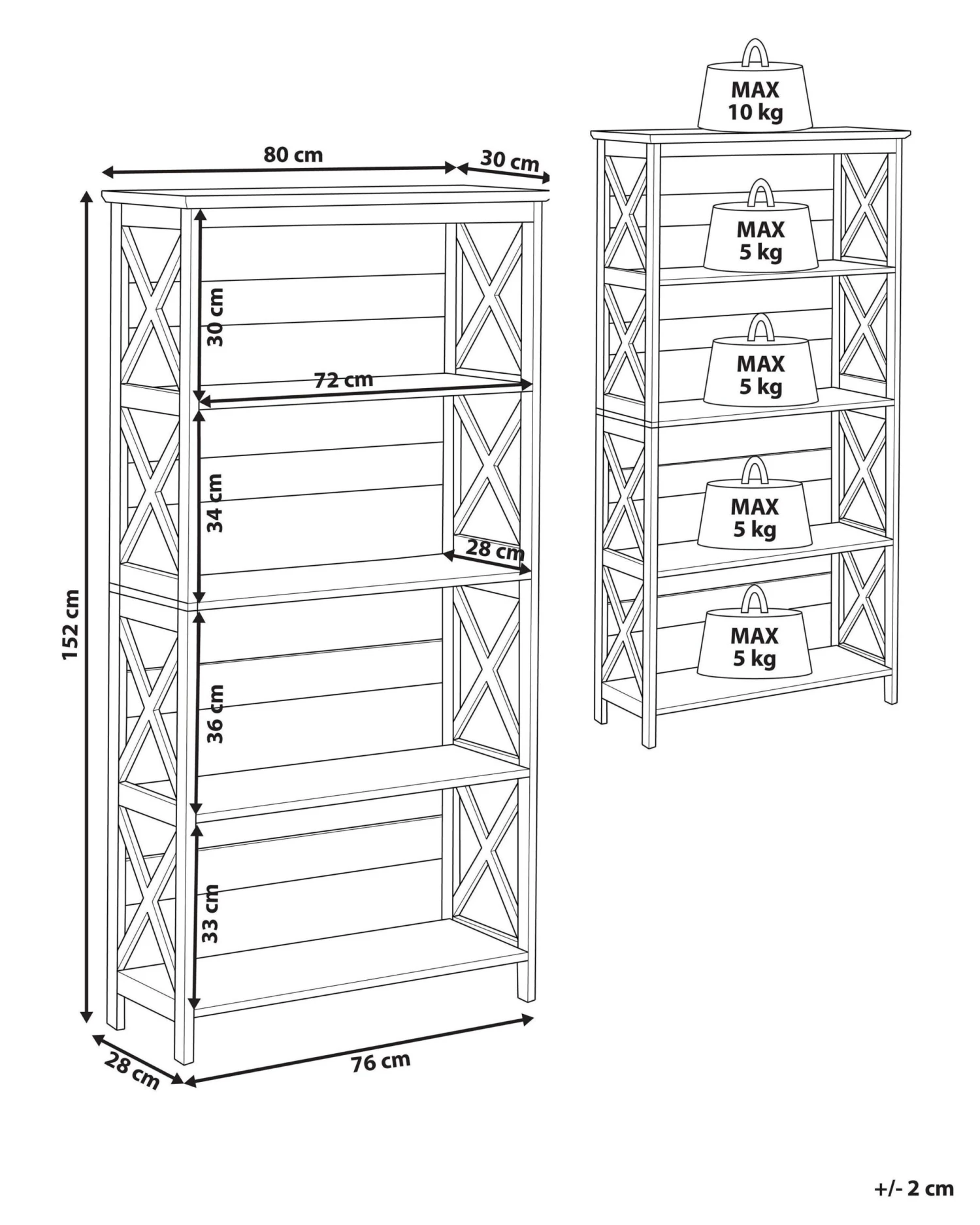 Boekenkast Zwart 4 Vakken FOSTER - Afbeelding 10
