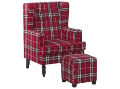 Fauteuil Met Hocker Rood/zwart SANDSET