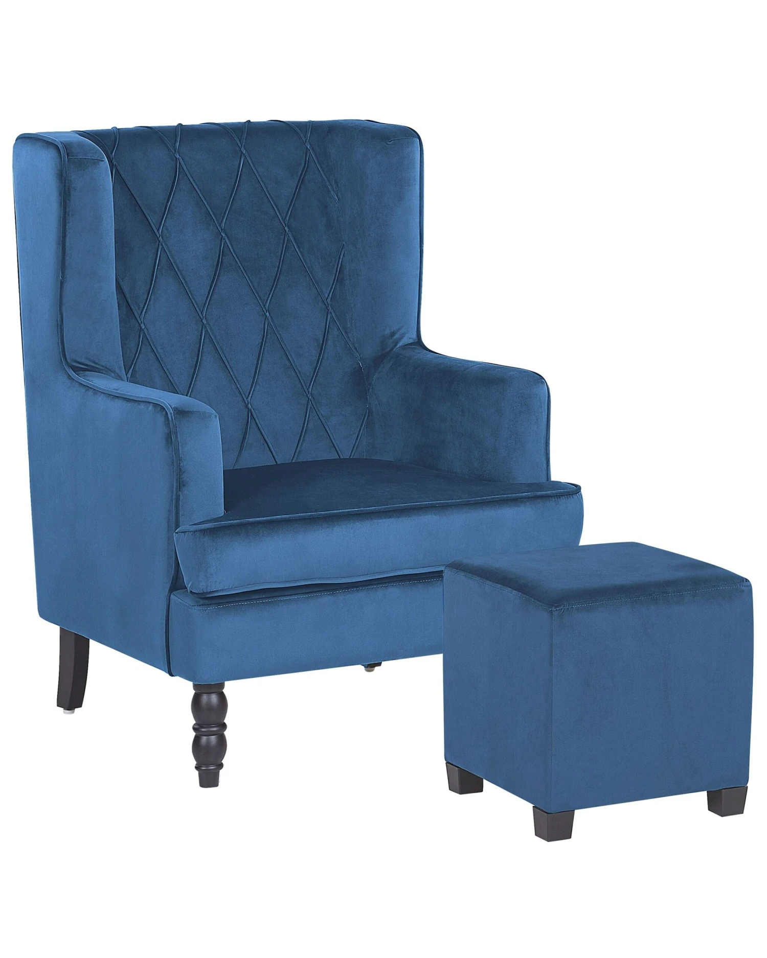 Fauteuil Met Hocker Fluweel Blauw SANDSET