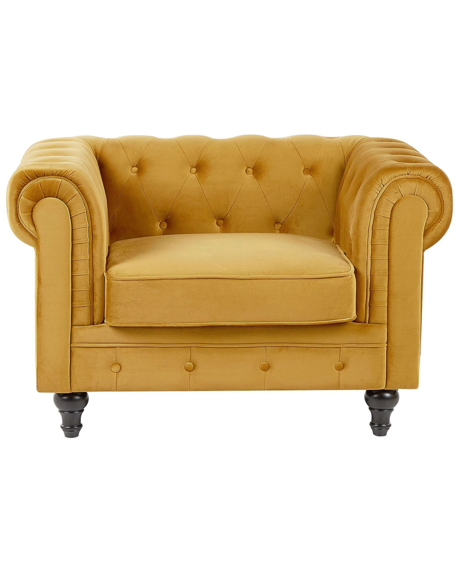 Fauteuil Fluweel Mosterdgeel CHESTERFIELD - Afbeelding 3