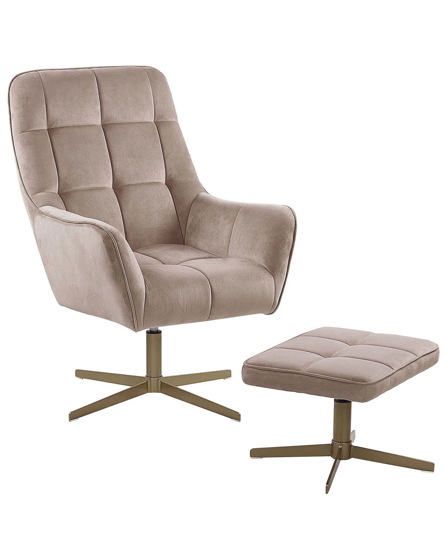 Fauteuil Met Hocker Fluweel Beige MOLLE