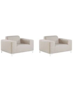 Tuinfauteuil Set Van 2 Stof Beige/wit ROVIGO