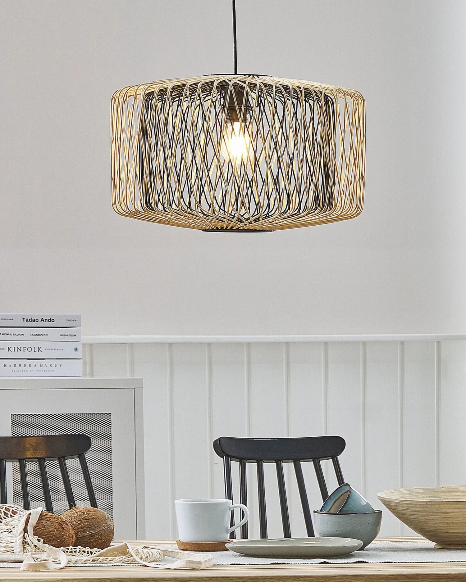 Hanglamp Lichtbruin/zwart JAVARI - Afbeelding 2