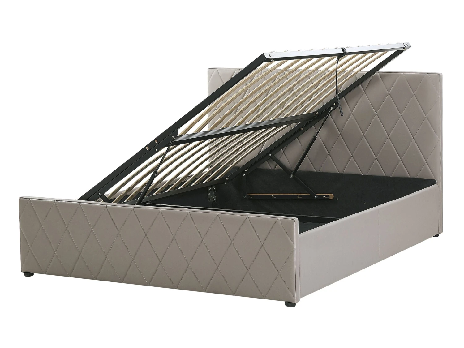 Bed Kunstleer Taupe Met Opbergruimte In Diverse Formaten ROCHEFORT - Afbeelding 7